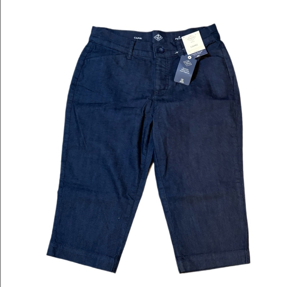St. John’s Bay Petite Capri Pants Chambray Denim Size 4P NWT